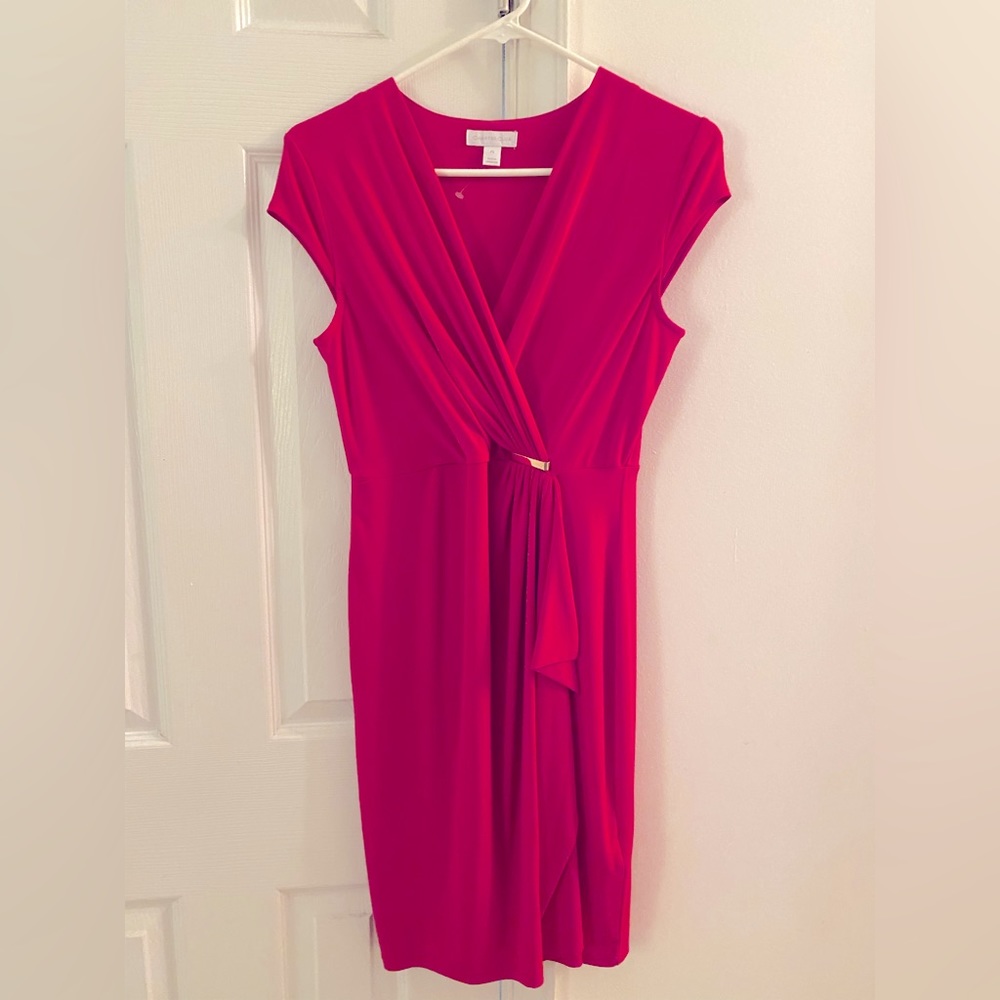 Hot pink wrapped dress